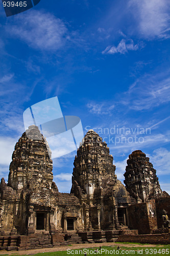 Image of PHRA PRANG SAM YOD PAGODA IN LOPBURI OF THAILAND 