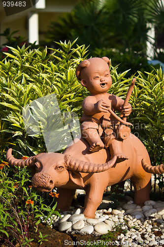 Image of earthenware childs and buffalo