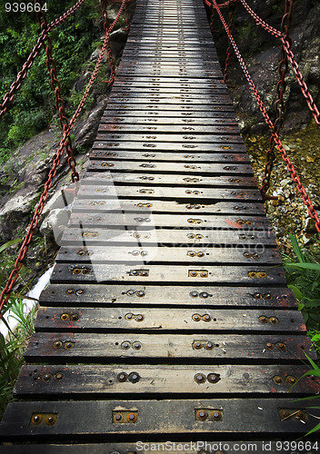Image of wood drawbridge in hong kong at summer