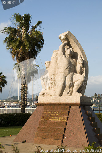 Image of statue homage to the resistance ajaccio corsica france