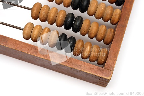 Image of part of old wooden abacus