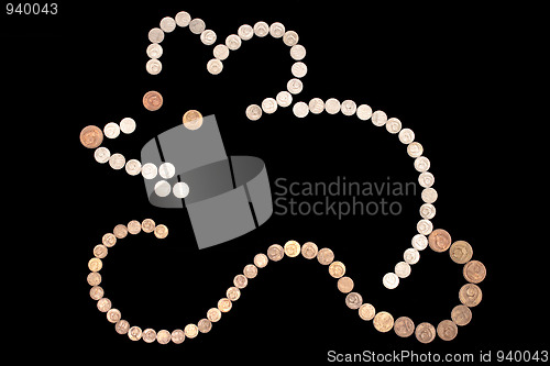 Image of mouse - silhouette of coins