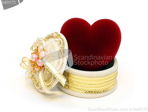 Image of valentine day - big red heart in open box