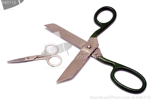 Image of big and small shears close-up