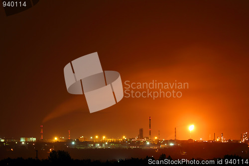 Image of petrochemical factory at night