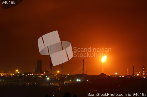 Image of petrochemical factory at night