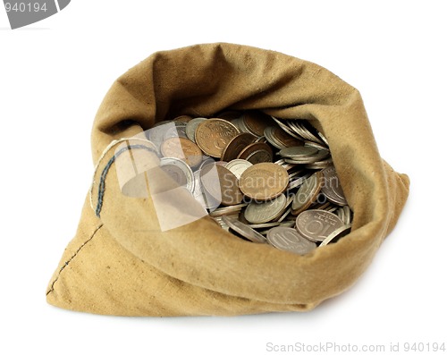 Image of money coins in bag