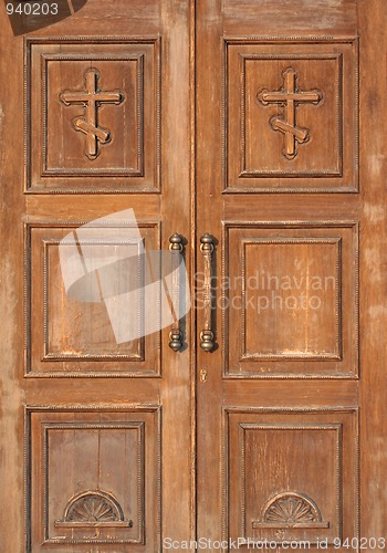 Image of church entrance - wooden doors