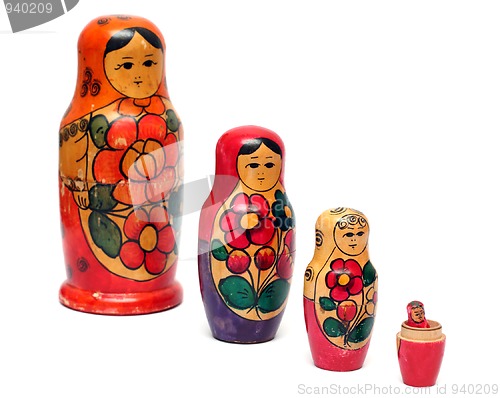 Image of russian wooden dolls row - "matreshka"