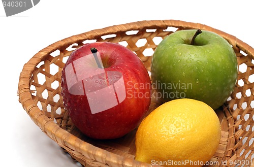 Image of basket with wet fruits