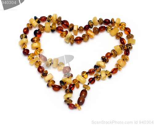 Image of heart shape from amber necklace