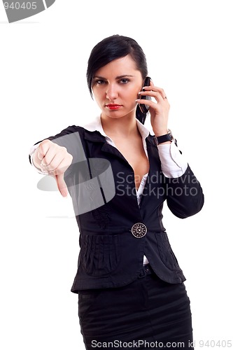 Image of woman with thumb down gesture