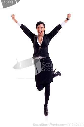 Image of  business woman celebrating success