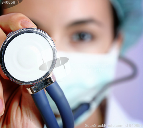 Image of Portrait of a young doctor with stethoscope.