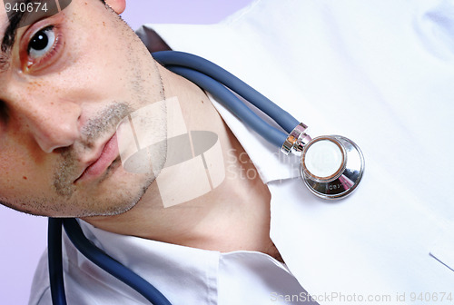 Image of Portrait of a young doctor with stethoscope.