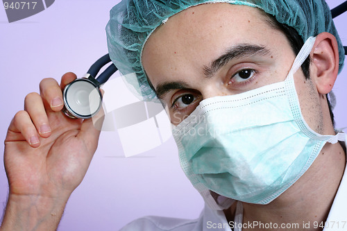 Image of Young doctor with stethoscope.