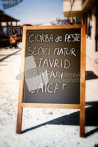 Image of Restaurant menu chalkboard 