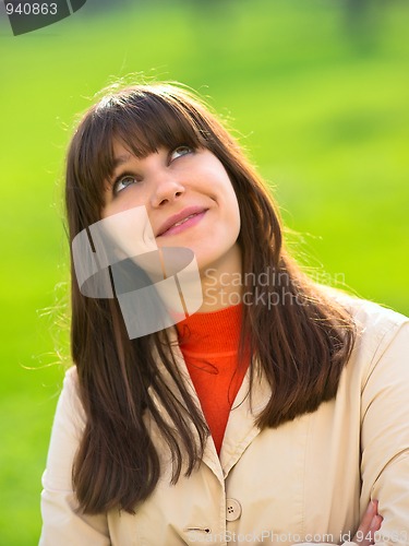 Image of Portrait of dreaming woman