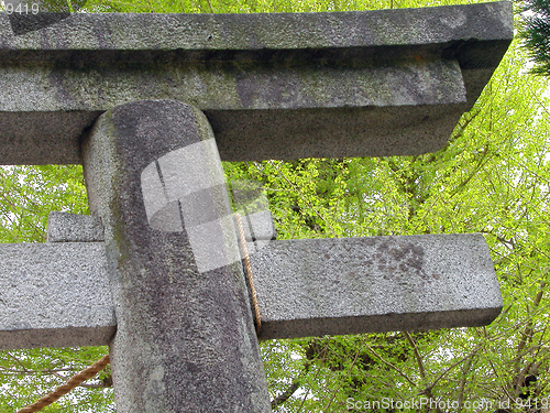 Image of Japanese stone temple gate-detail
