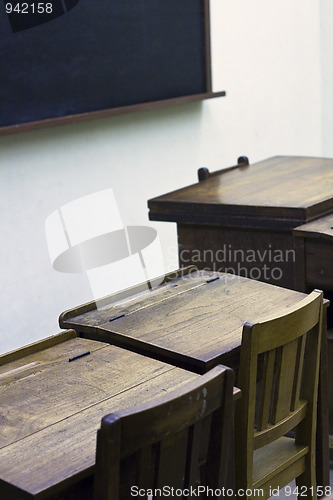 Image of Small empty classroom in a night school in China