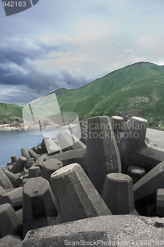 Image of beautiful bay on the sea coast at summer 