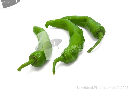Image of Three green peppers