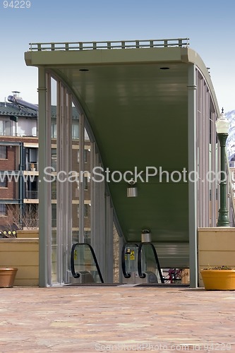 Image of Escalator Entry in an Open Shopping Mall