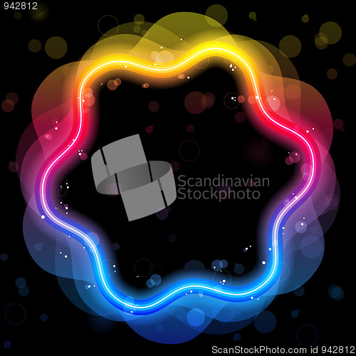 Image of Rainbow Design Element Border with Sparkles and Swirls.