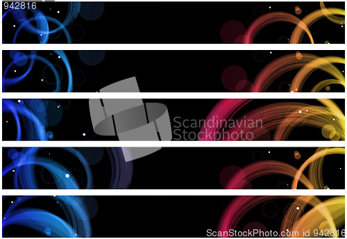 Image of Abstract colorful circles web banners. Size 728x90 px