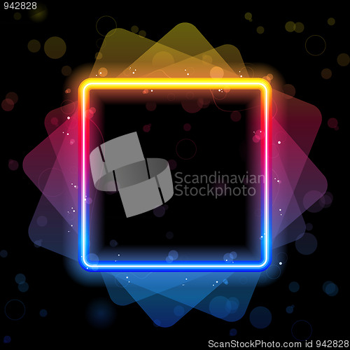 Image of  Rainbow Square Border with Sparkles and Swirls.