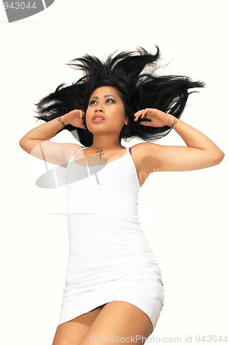 Image of Young Asian girl lying.