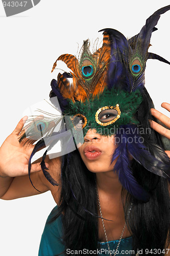 Image of Happy woman with a mask.