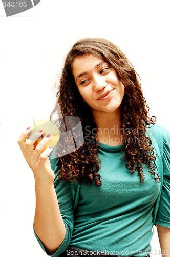 Image of Young girl and apple.