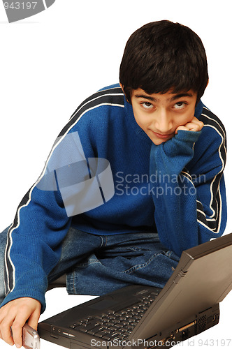 Image of Boy whit computer.