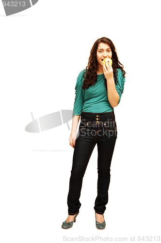 Image of Young girl and apple.