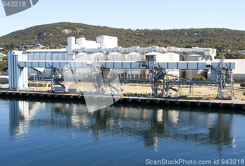 Image of Albany: cranes and silos in harbor