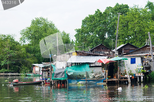 Image of Traditional Thai community along a canal in Bangkok