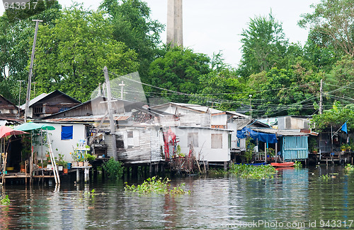 Image of Traditional Thai community along a canal in Bangkok