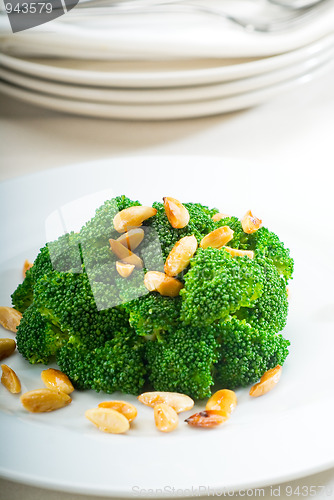 Image of fresh sauteed broccoli and almonds