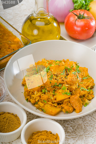 Image of curry beef rice and potatoes
