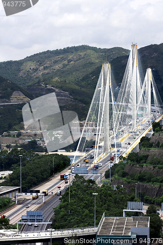 Image of Ting Kau Bridge. Cable-stayed bridge in Hong Kong 