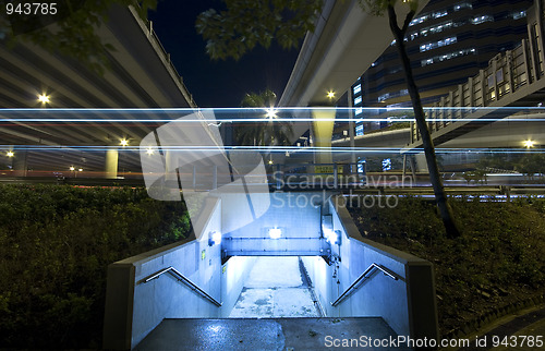 Image of traffic night in city and subway