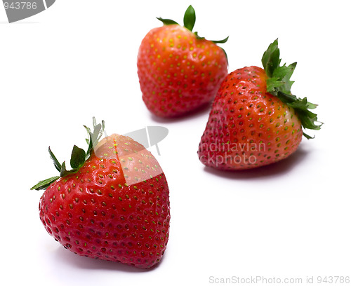 Image of Beautiful strawberries isolated on white 