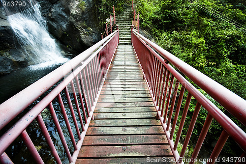 Image of wood drawbridge in hong kong at summer