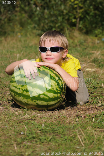 Image of child with watermelon