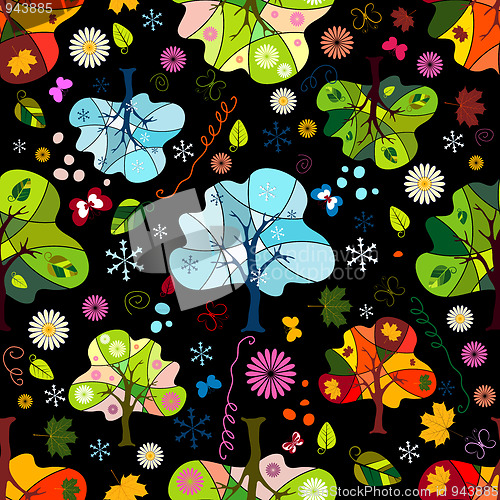 Image of Seamless floral dark pattern 