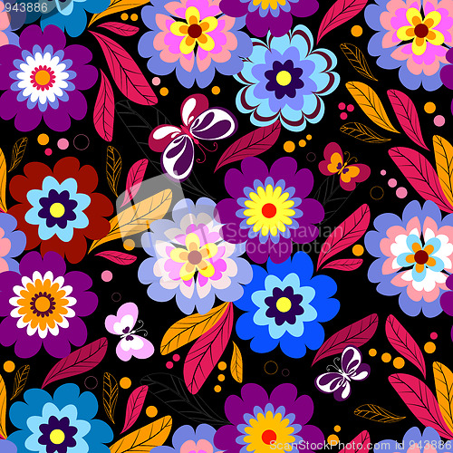 Image of Seamless floral dark pattern 