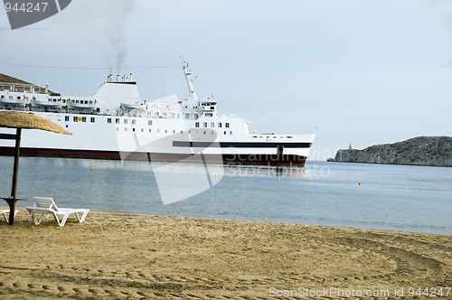 Image of passenger cruise ship ferry ios island greece