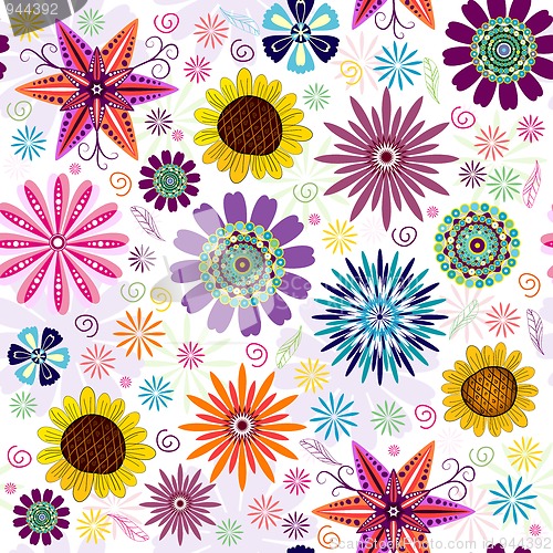 Image of Seamless Floral White Pattern