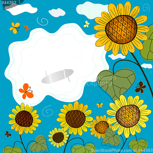 Image of Summer background with sunflowers